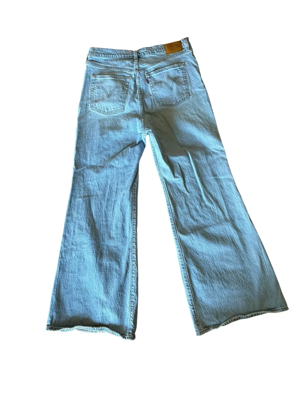 Levi’s Ribcage Bell Wide Leg Jeans Light Wash Distressed 33 - Picture 6 of 7